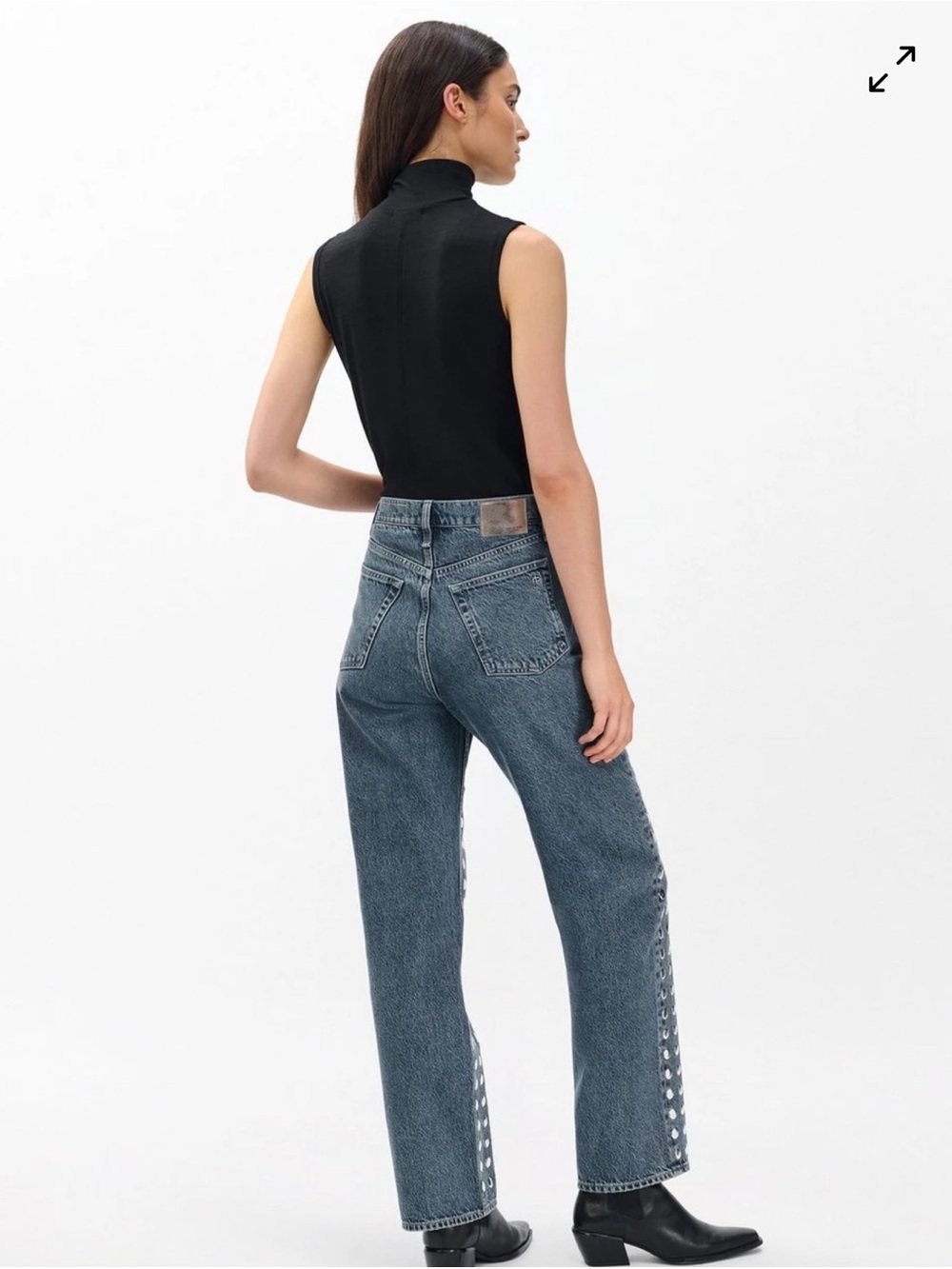 Rag & Bone The Shea High-Rise Relaxed Straight Studded Jeans - Picture 16 of 16
